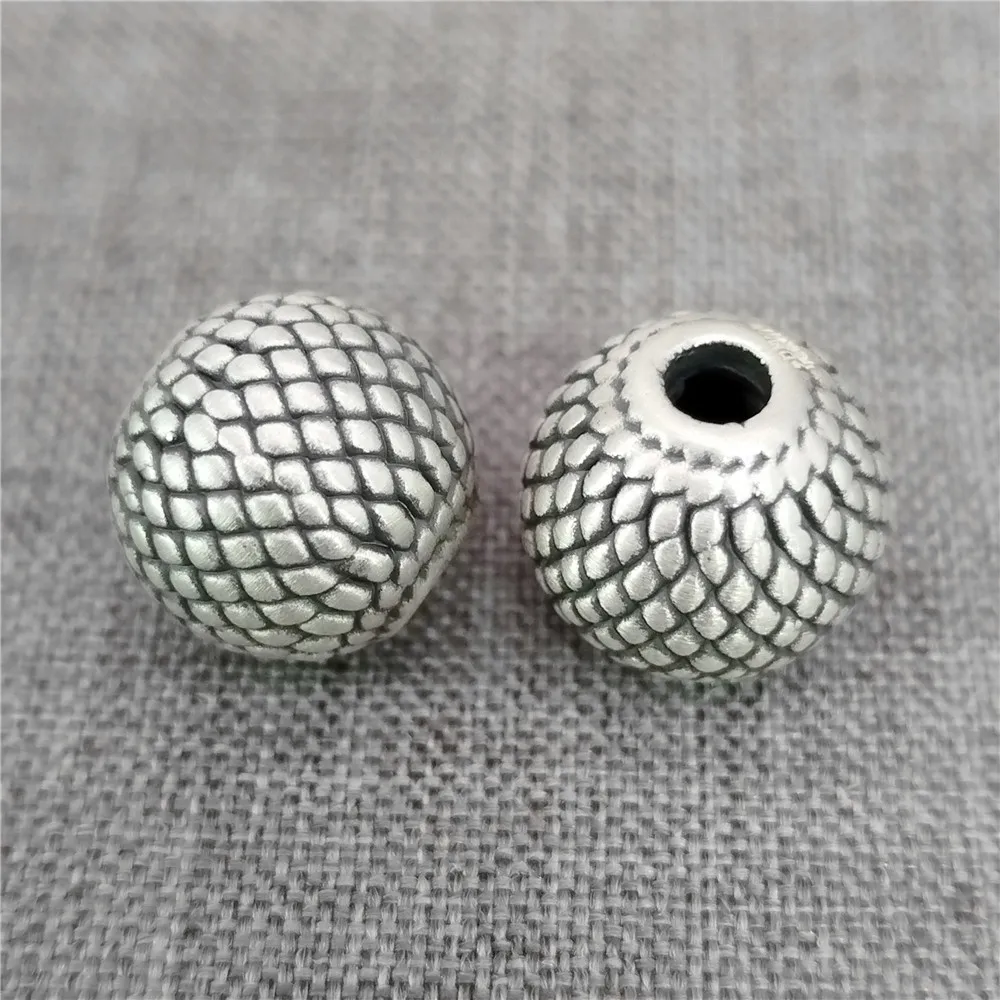 1 Piece of 990 Fine Silver Weave Bead Weaven Pattern Round Spacer for Bracelet Necklace 12mm