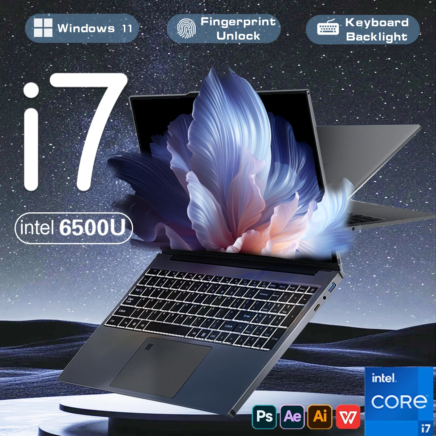 كمبيوتر محمول Windows 11 Pro مقاس 15.6 بوصة فائق النحافة i7 محمول Intel Core i7 6500U 16GB DDR4 1 تيرا بايت 2 تيرا بايت SSD بصمة الإصبع كمبيوتر محمول للألعاب المكتبية