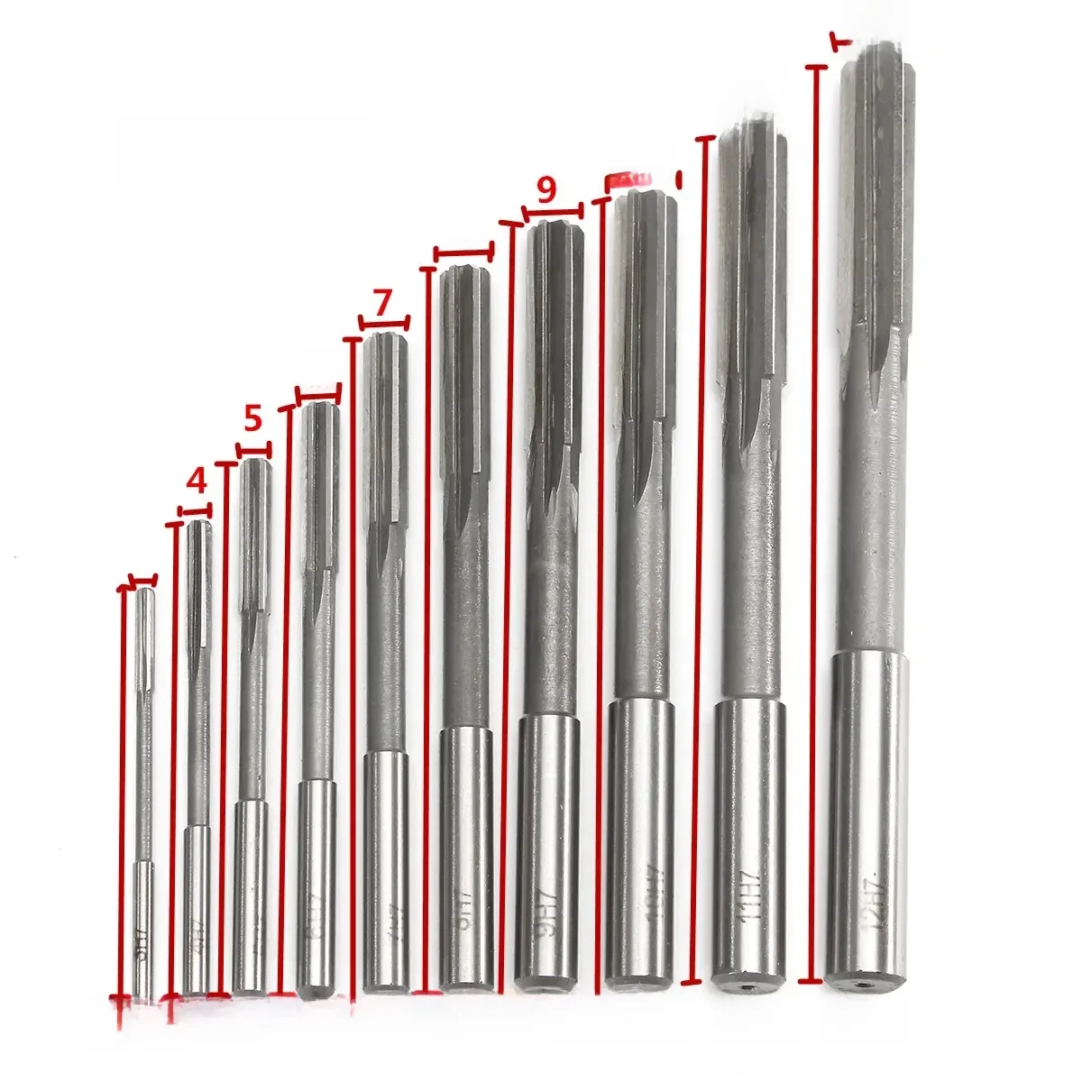 Zestaw rozwiertaków maszynowych HSS 3-12 mm H7 Rozwiertak do frezowania z chwytem prostym do metalu, stali i aluminium — zdjęcie 2