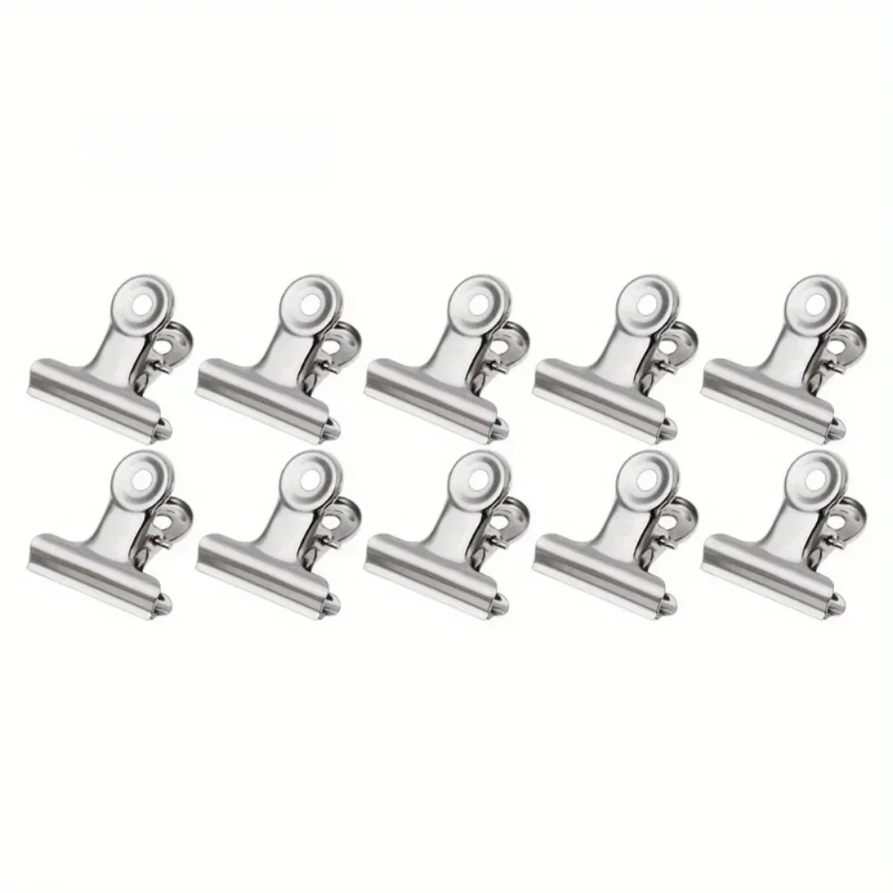 10Pcs Klipsy ze stali nierdzewnej Klipsy do zamykania żywności Klipsy do toreb papierowych Zgrzewarka do torebek na dokumenty Maszyna do zamykania Gadżety kuchenne — zdjęcie 2