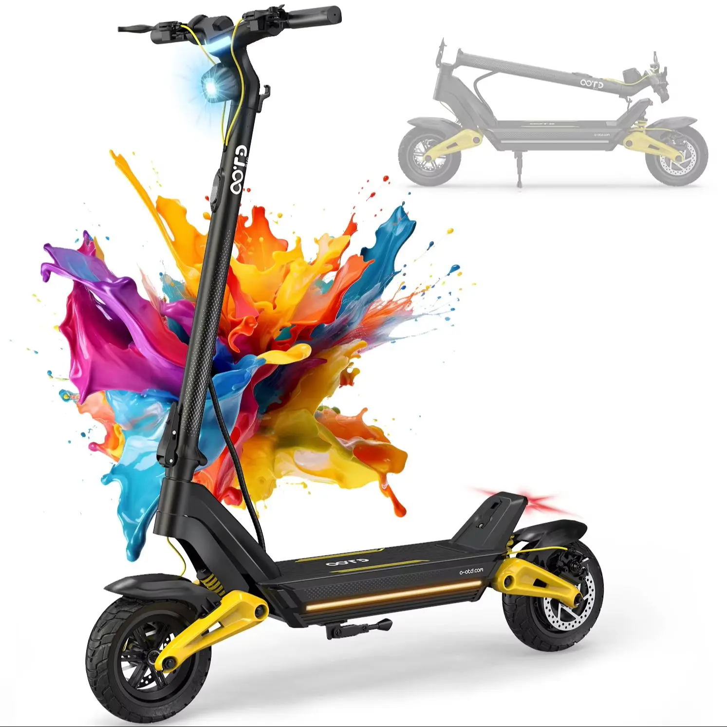 Trottinette électrique OOTD S10/T10 18AH 10 pouces 1400W 48V 20AH 55KM/H Vitesse maximale 70km Autonomie 70km Légère Escooter