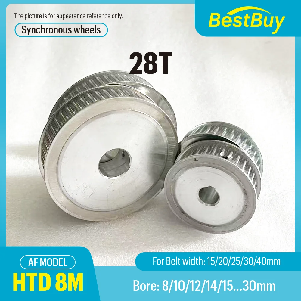 HTD 8M 28 Teeth AF Type Synchronizing wheel Bore 8mm-30mm for Timing Belt Width 15/20/25/30/40mm Pitch 8mm Pulley