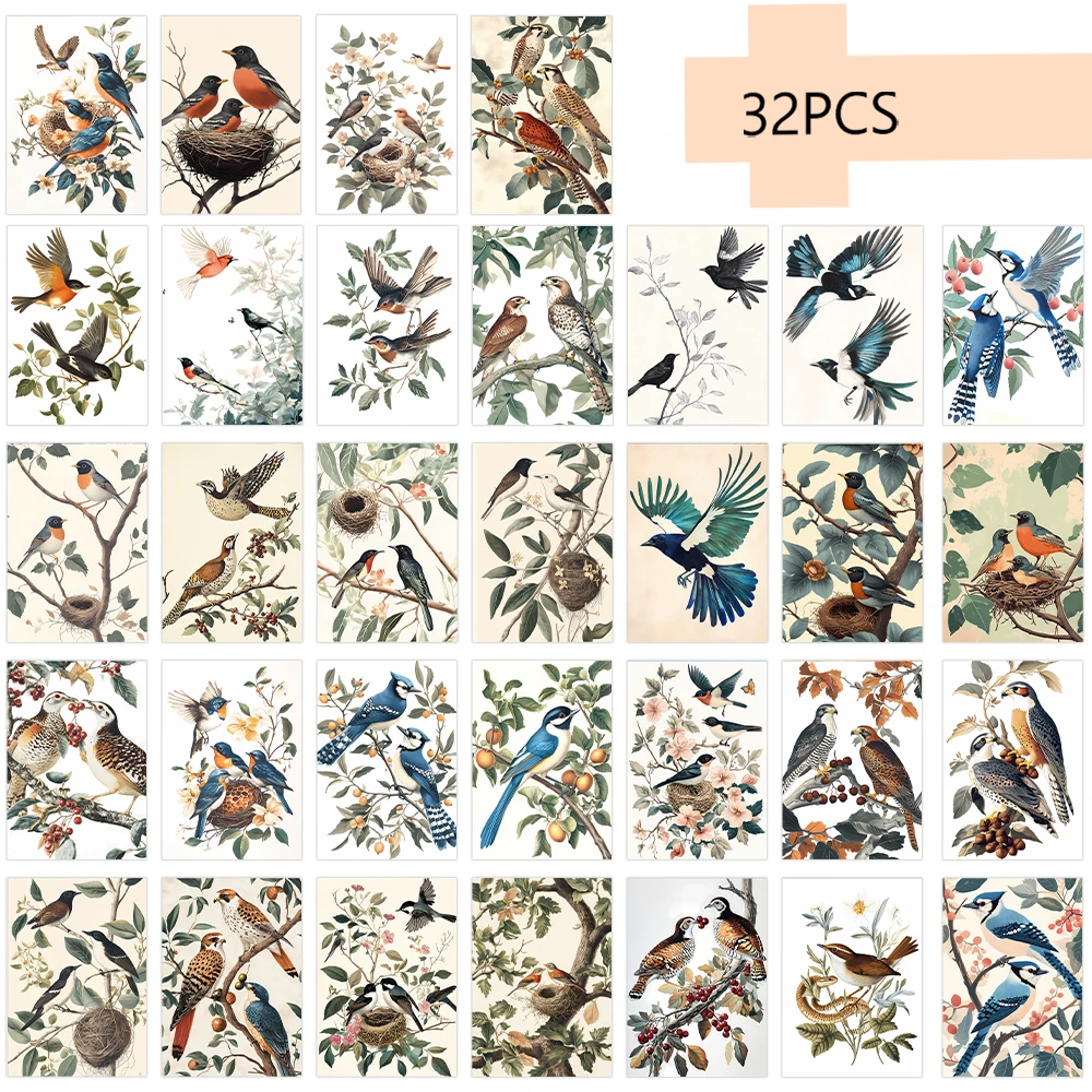 32 Stück/Set botanische Postkarte, Vintage-Blumenstil, 3,93 x 5,7 Zoll, Schlafzimmerdekoration für den Innenbereich, Nachrichtenkarte, Souvenir-Postkarte