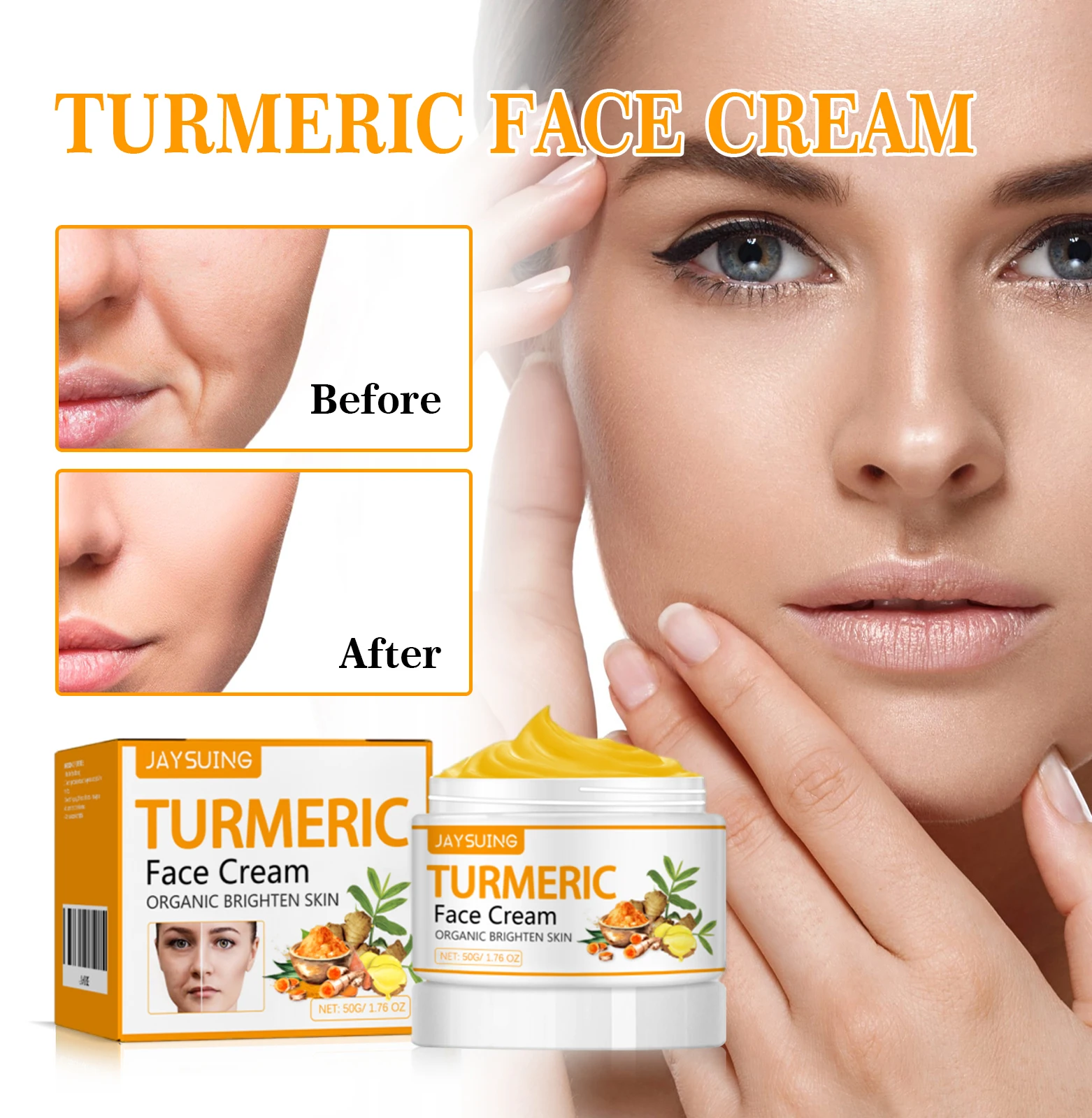 

50 г Jaysuing Kurmeric Firmi &Beautify крем для лица уменьшает тонкие линии, очищает кожу, восстанавливает сухую грубую кожу, даже тон кожи, крем для ухода за кожей