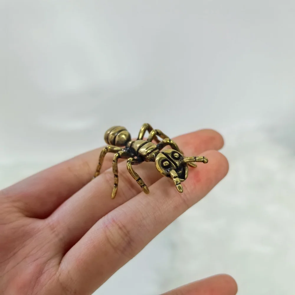 Figuras de hormiga de latón en caliente, simulación en miniatura de insectos, adorno de escritorio, mesa de té, mascotas, artesanías de cobre antiguo, decoraciones para el hogar