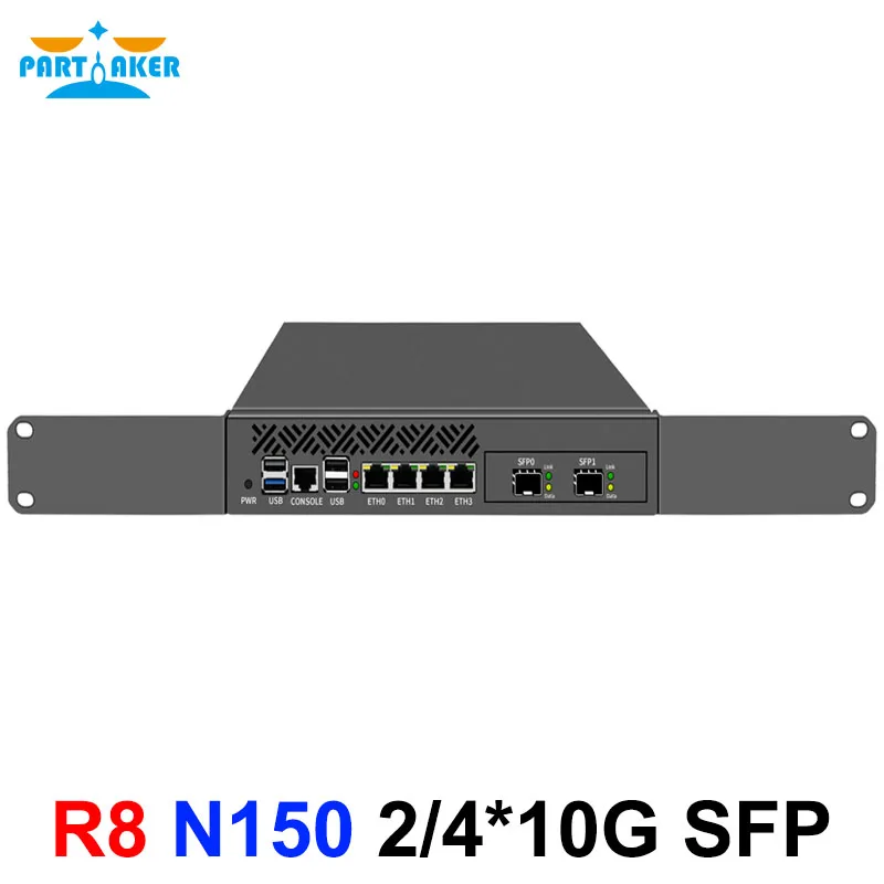 Partitore Apparecchio firewall montato su rack da 9,5 pollici Intel N150 4*/2*10G SFP 4xi226-V 2.5G Mini PC Gateway Server di sicurezza di rete