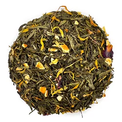 Té Verde Kombucha, Espirulina, Caléndula, Naranja y Rosas. 100 gramos en hoja suelta. 50 tazas de infusión.