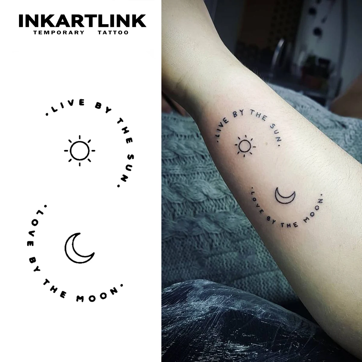 

The Sun and Moon temporary tattoo sticker, waterproof magic tattoo, lasts to 15 days fake tattoo, semi permanent tattoo