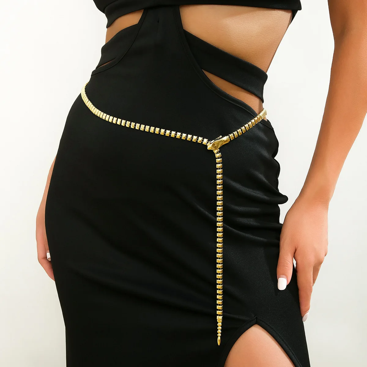 Ladies Adjustable Silver Punk Waist Belt Body Chais Jewelry Gold Geometric Snake Waist Chain