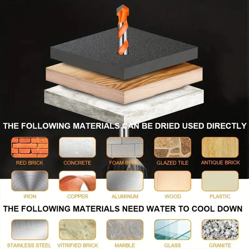 6mm Tungsten Steel Triangle Drill Bit 10pcs Kit for Stone Concrete Glass Ceramic Cutting