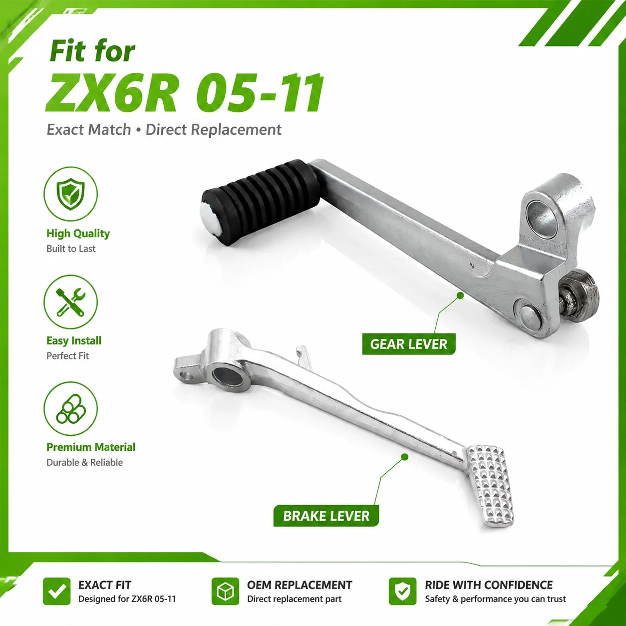Passend für 2005 - 2011 KAWASAKI ZX6R ZX-6R ZX636 Motorrad Fußpedal Schalthebel Bremshebel ZX 6R 2006 2007 2008 2009 2010 – Detail 2