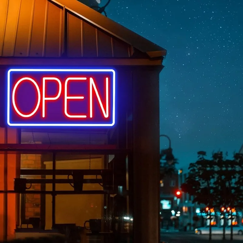 Open Signs for Business Ultra Bright LED Neon Open Sign with ON/OFF Switch for Storefront Window Glass Door Shop Store Bar Salon