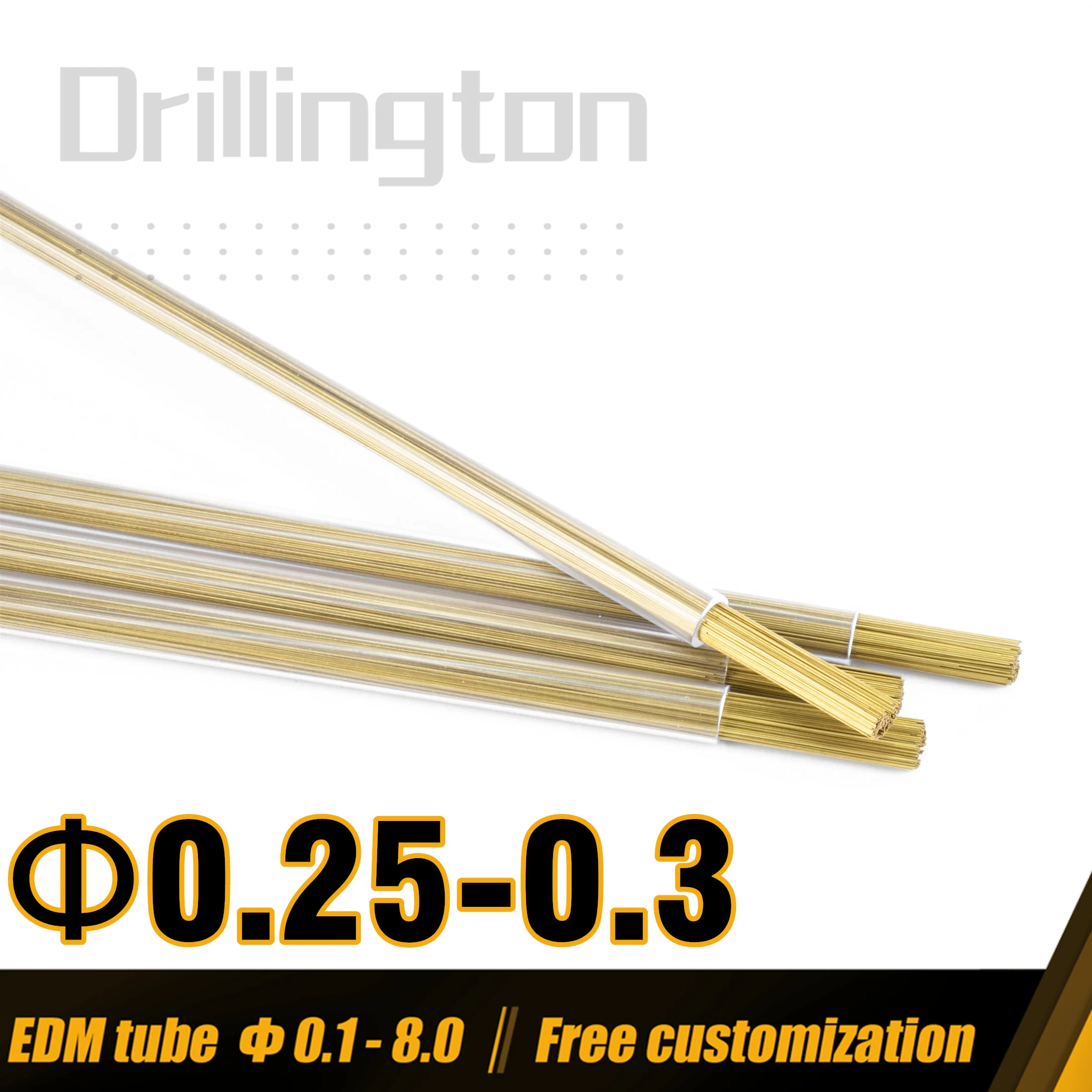 Drillington EDM Tube Brass Copper Tube High Precision 0.25mm - 0.3mm Single Hole Electrode Tube for EDM Machine