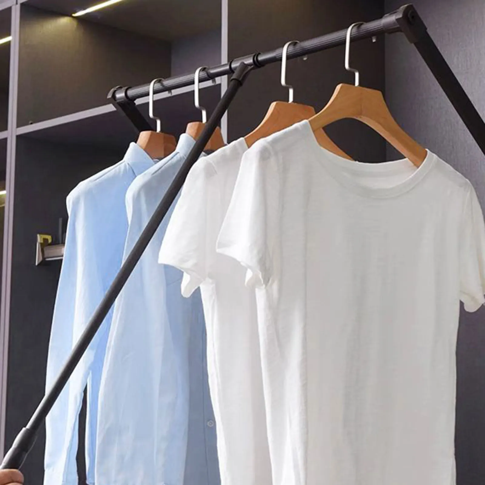 

Adjustable Wardrobe Lift Pull-Down Clothes Rod Cloakroom Wardrobe Lifting Clothes Rod Buffer Adjustable Pull Rod High Cabinet