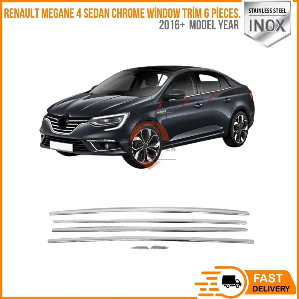 

For Renault Megane 4 Sedan Chrome Window Trim 6 Pieces. 2016 and Above S. Steel vehicle accessories high quality