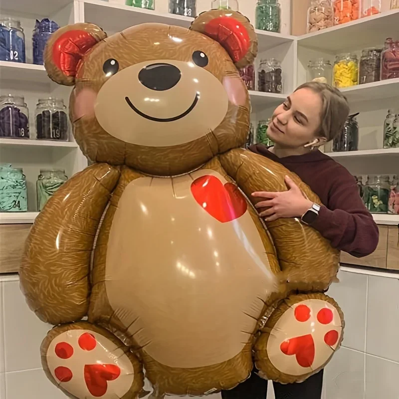 Urso enorme para decoração de bolo, alumínio filme balão, abraço urso, aniversário das crianças,