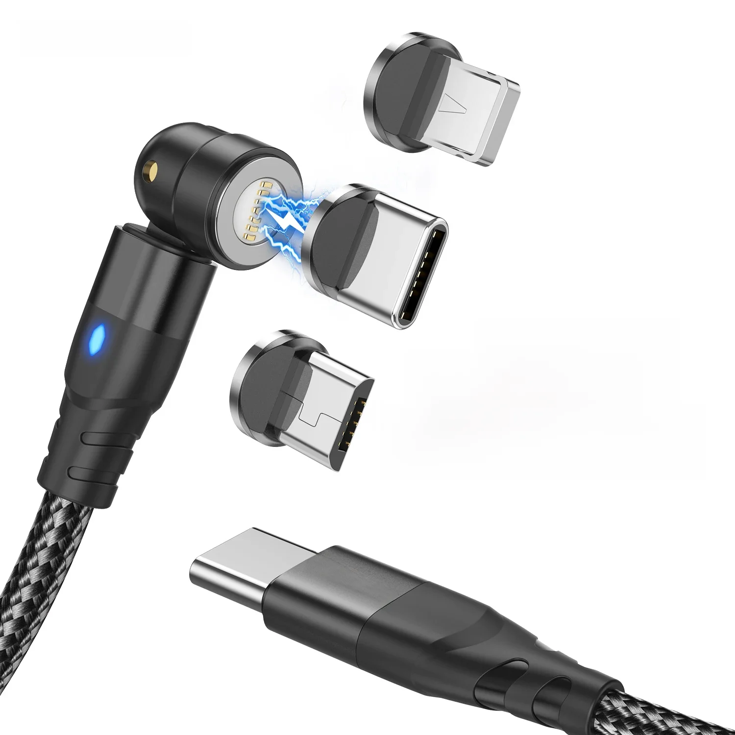 USLION PD 60W câble de charge rapide magnétique pour iPhone 15 Pro Max Xiaomi 14 Oneplus 12 POCO X6, USB C vers Type C câble de données micro