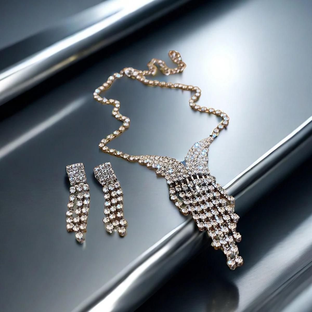 

Elegant Jewelry for Bride Wedding, Cubic Zirconia Necklace Earring Jewelry Set, Holiday Gift Jewelry Suitable for Daily Wear