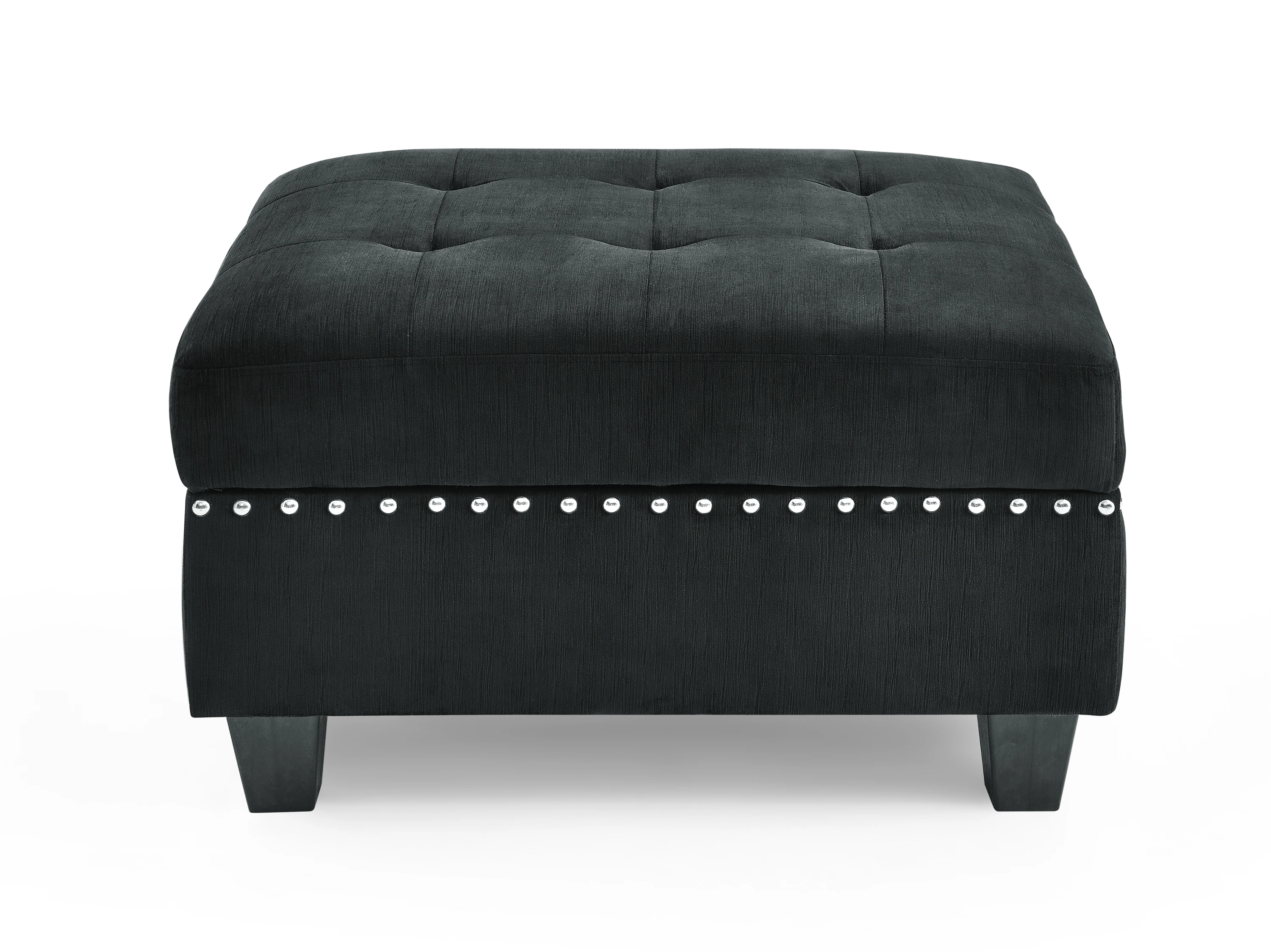 

Ottoman for Modular Sectional, Black Velvet, Soft Upholstered Footrest, Multi-Functional Storage, Stylish Home Decor