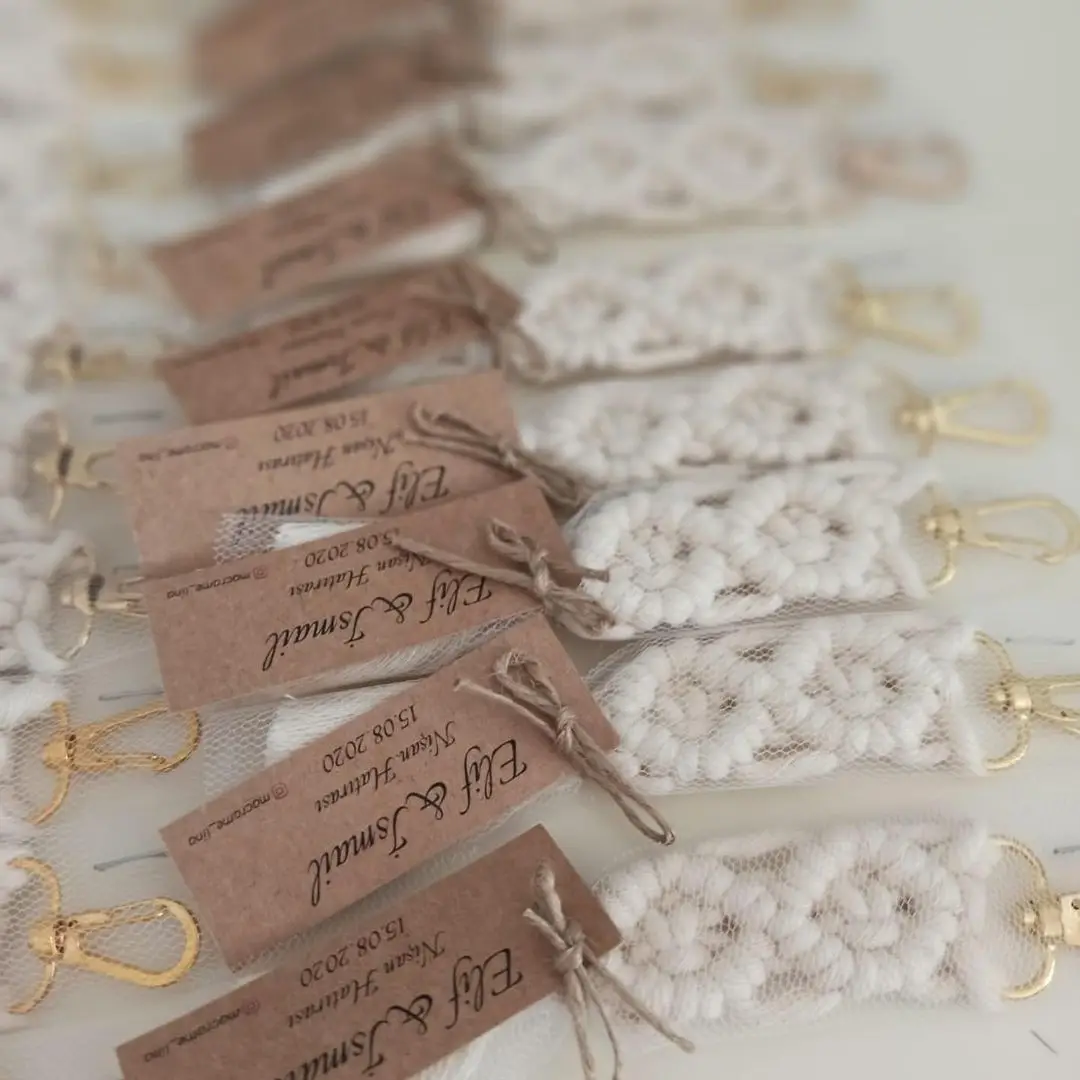 

Macrame Keychain 50 PCs Engagement Wedding Birthday Henna Night Event Invitation Bachelorette Baby Shower Baptism Gift