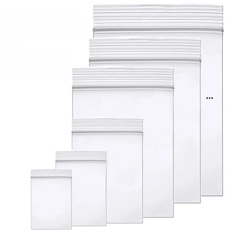 Sacs scellés épais à fermeture éclair, 100 pièces, sac de rangement en plastique transparent pour petits bijoux, emballage alimentaire, sacs scellants refermables à fermeture éclair