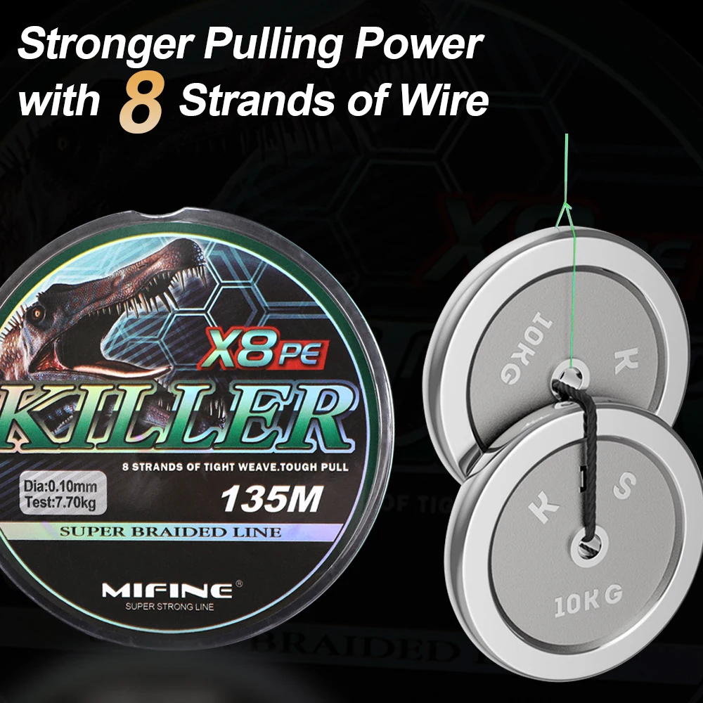 MIFINE KILLER X8 Upgrade Fishing Line 135M 15LB-56LB Braided Super Strong 8 Strands Multifilament PE Line Carp Wire Accessories