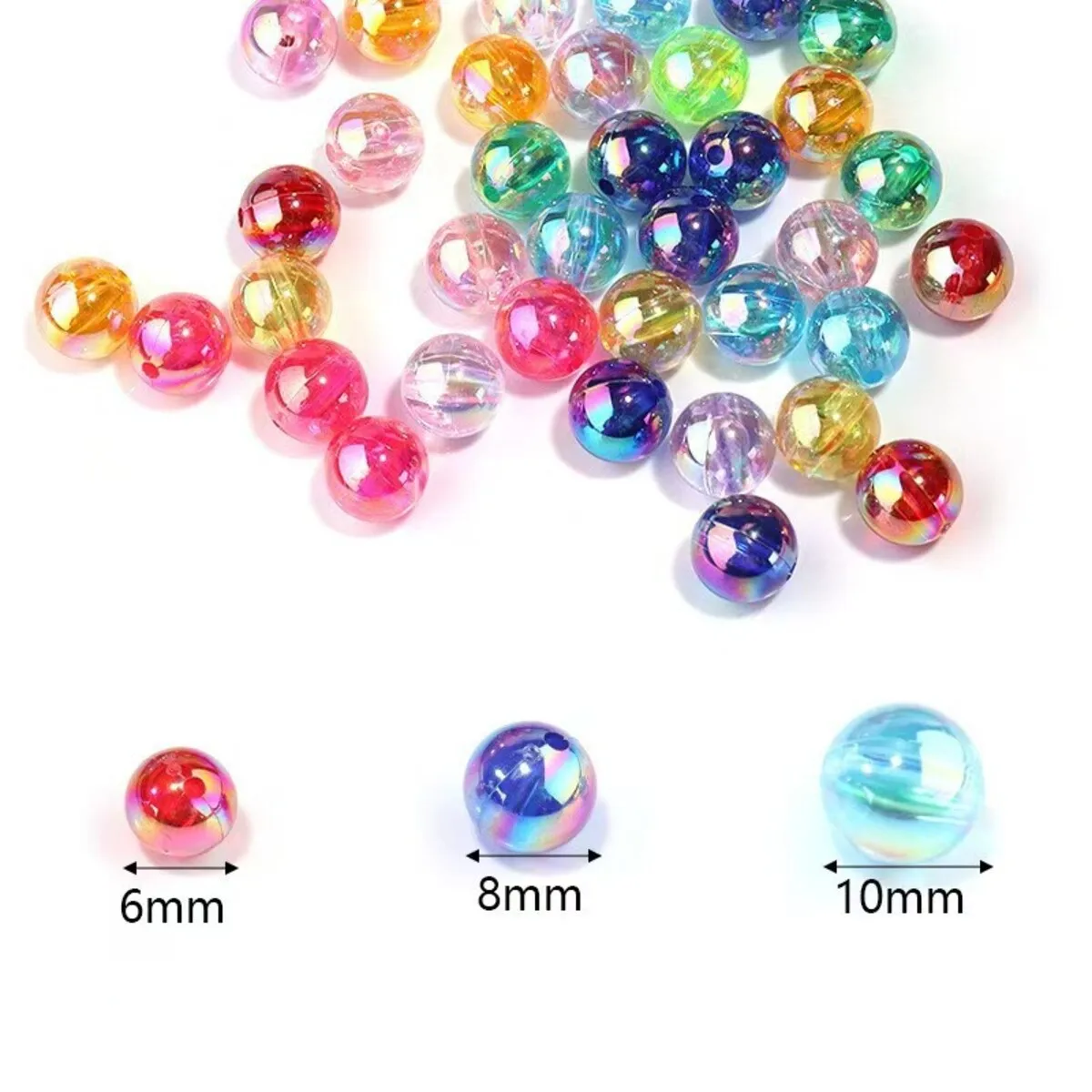 100Pcs/lot Mixed Color Round AB Spacer Beads Plastic Loose Beads Handmade Making Women Jewelry Diy Earrings Accessories