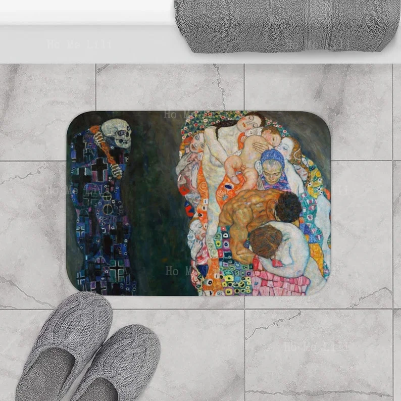 Klimt Death And Life Decorative Bath Carpet Art Painting Shower Rug