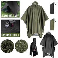 3 In 1 Outdoor Military Raincoat Hooded Sleeve Waterproof Rain Poncho Motorcycle Rain Cover Camping Hiking Travel Rainwear Tent