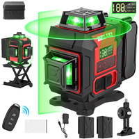16 Lines 4D Laser Level 360°Self-Leveling Horizontal and Vertical Cross Green Laser Beams With 2 Pcs Rechargeable Batteries