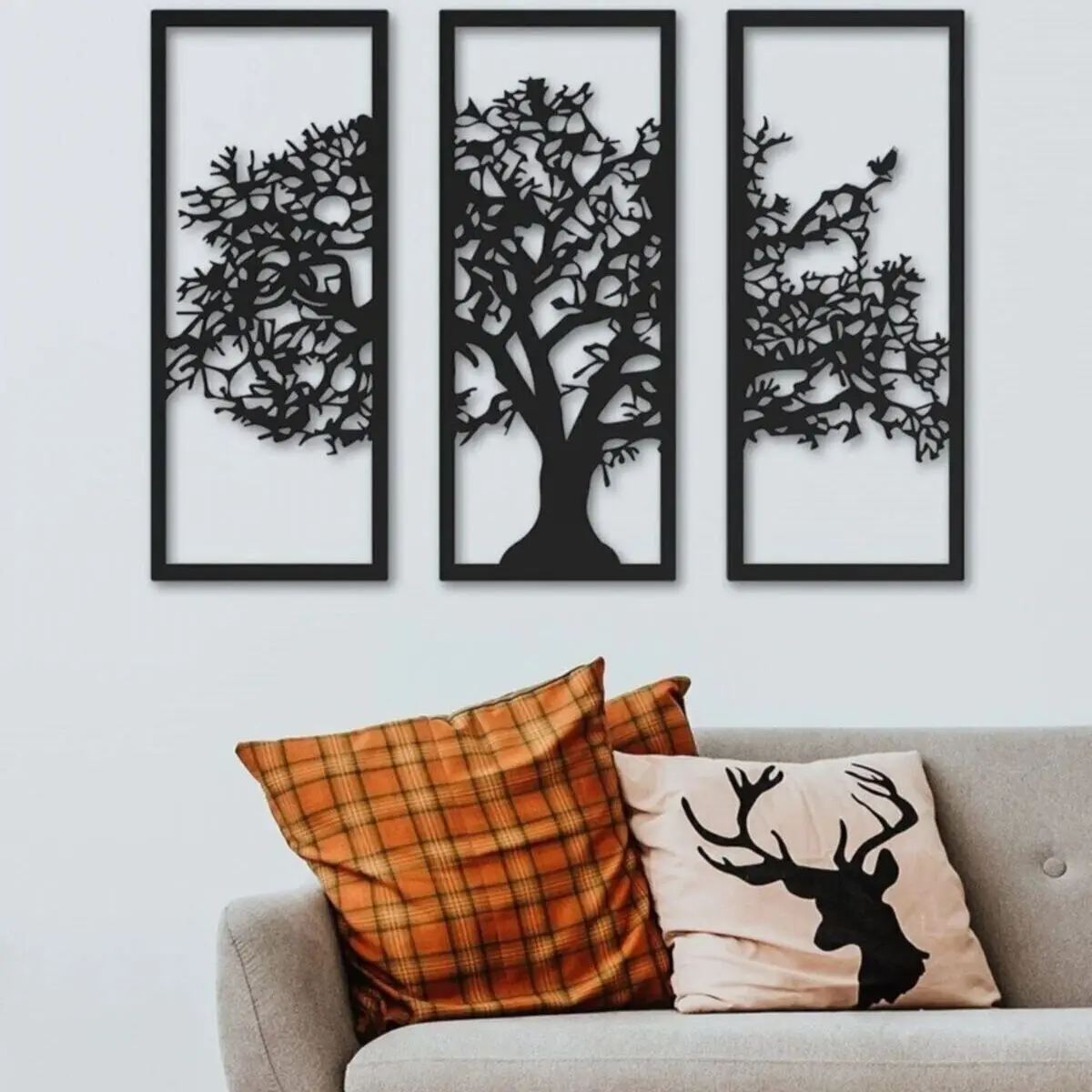 3 Pcs Decorative Sycamore Tree Wall Decoration Wood Black Home Living Room Kitchen Office Interior Wall Decoration and Ornament