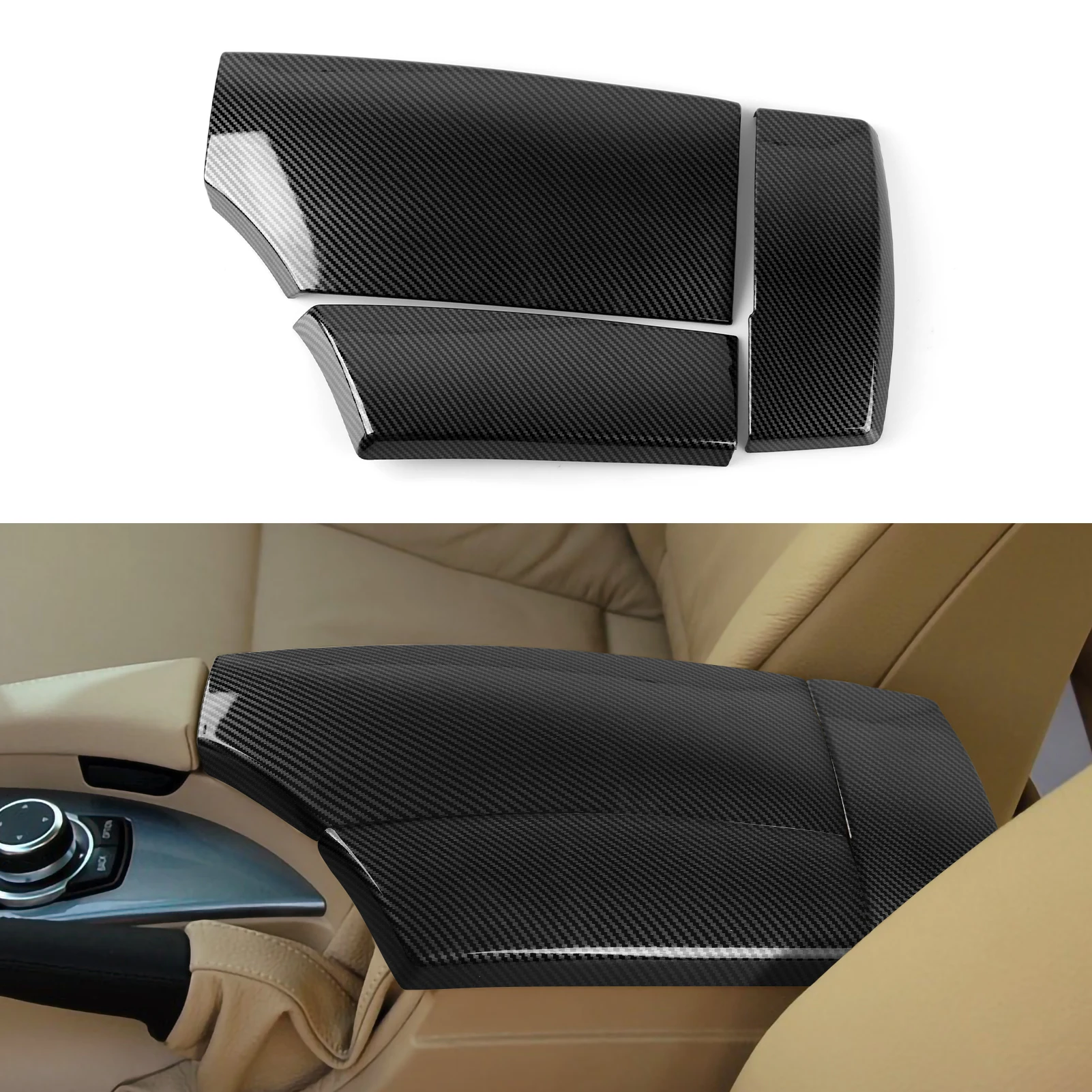 

Car Center Console Armrest Storage Box Lid Carbon Color ABS Armrest Protector for BMW E60 E61 2003-2010 Interior Accessories