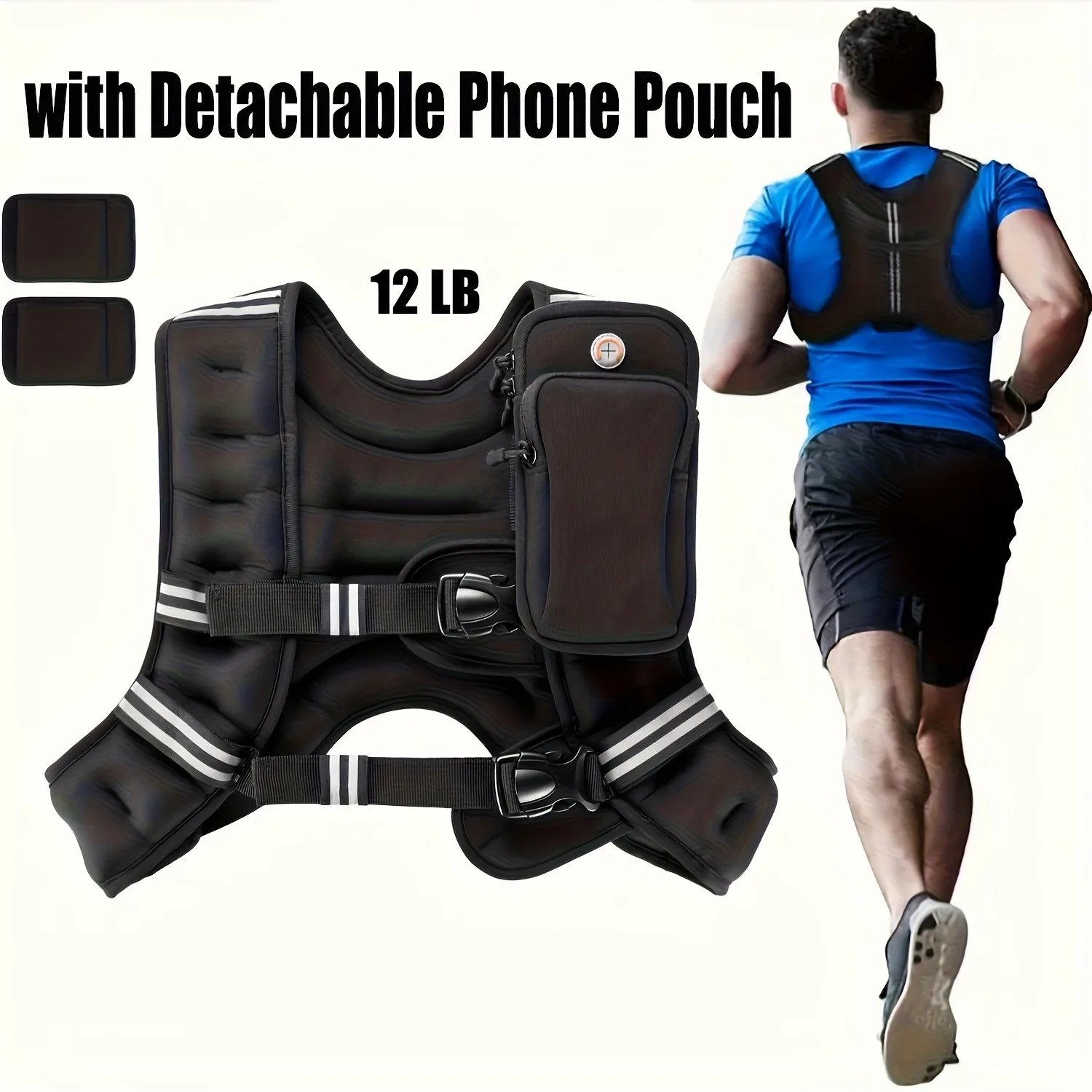 12lb Adjustable Weight Training Suit Empty Bag Fitness Running Vest, Hand And Foot Strength Training Physical Training Clothing