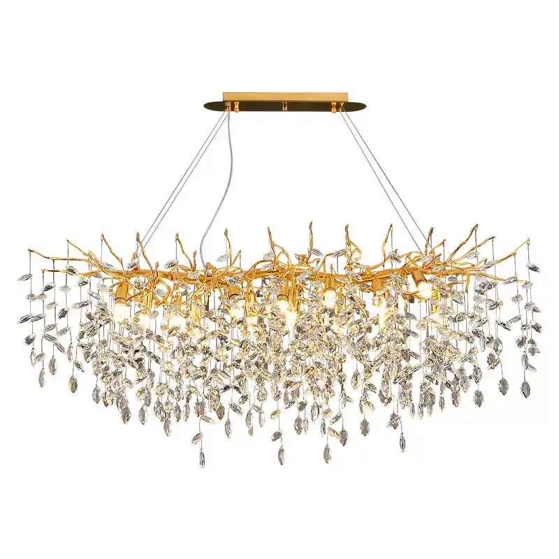 K9 Kristall-Pendelleuchte Gold Rund & Oval Moderner Luxus-Kristall-Kronleuchter Hängelampe für Wohnzimmer Esszimmer Schlafzimmer Restaurant Heim-Dekoration
