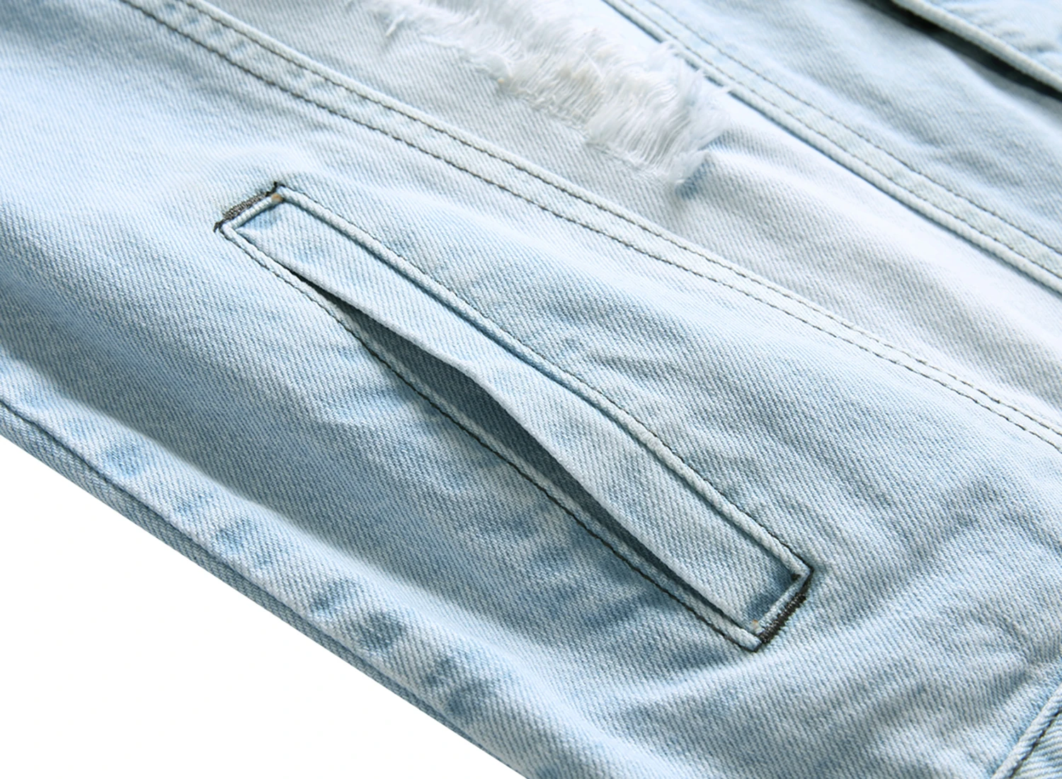 Lichtblauw gescheurd spijkerjack voor heren, klassiek mode slim fit jack LAM2015Llight