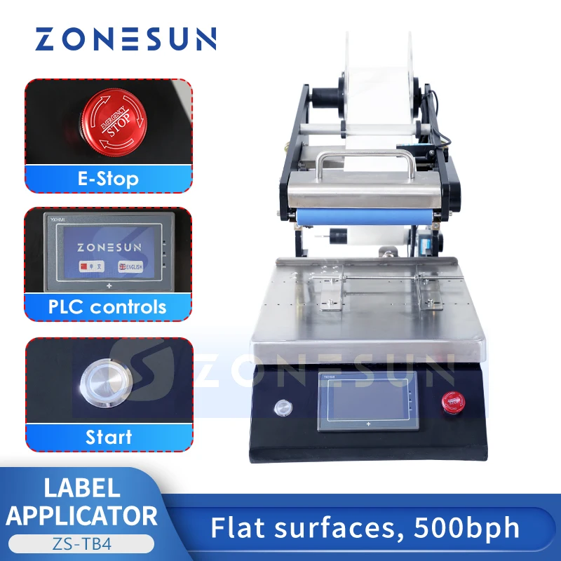 

ZONESUN этикетировочная машина для квадратных бутылок с плоской поверхностью, наклейка, аппликатор для этикеток, коробки, этикетировочная машина для коробок ZS-TB4