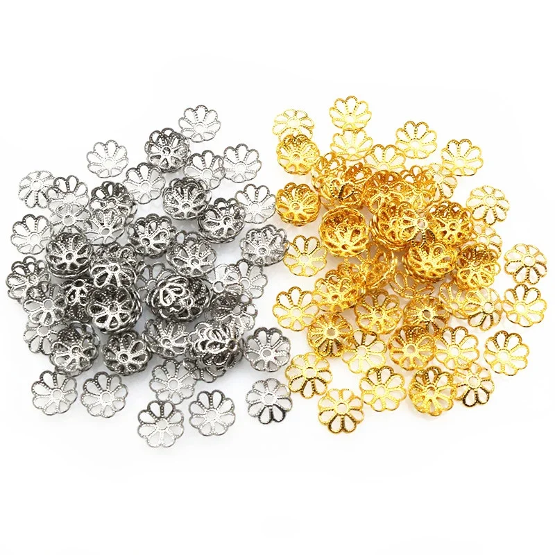 50pcs En Acier Inoxydable Fleur Perles Caps Entretoise Perle Bouchons DIY Bijoux Faire Les Résultats Pour Collier Bracelet Accessoires