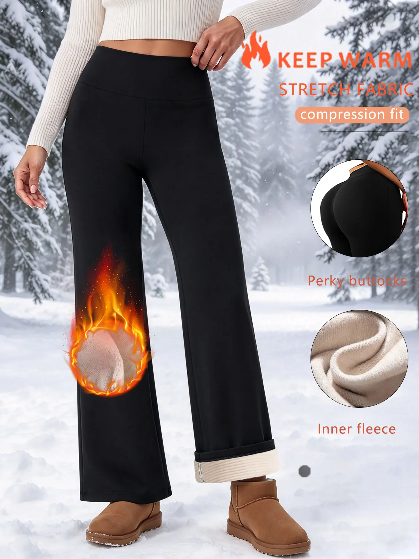 Women's Thick, Soft Straight-Leg Pants with a High-Waisted Design, Suitable for Controlling the Appearance of the Abdomen, Ideal for Sports, Running, Yoga, and Cold Winter Wear