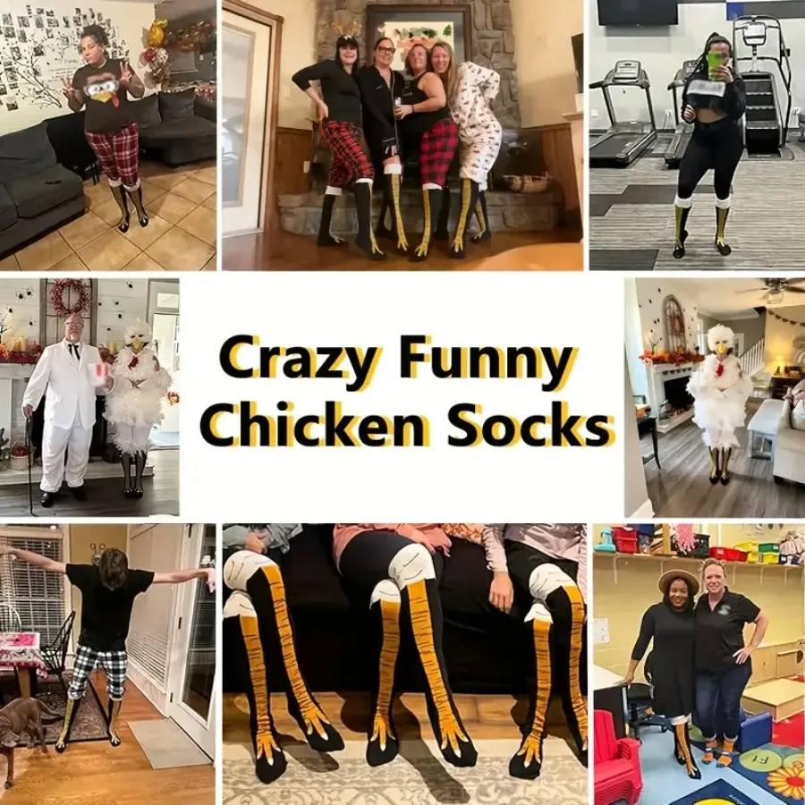 6 paia di calzini neri con artigli di pollo con divertente design a forma di artiglio di pollo, adatti per abiti street style e eccentrici