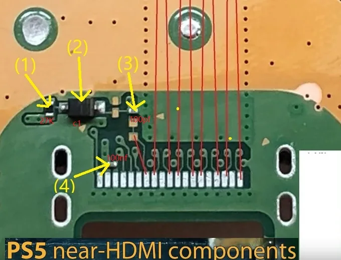 10sets For PS5 PlayStation 5 Near-HDMI Port Connector Components Parts Diode Resistor Caps Capacitor