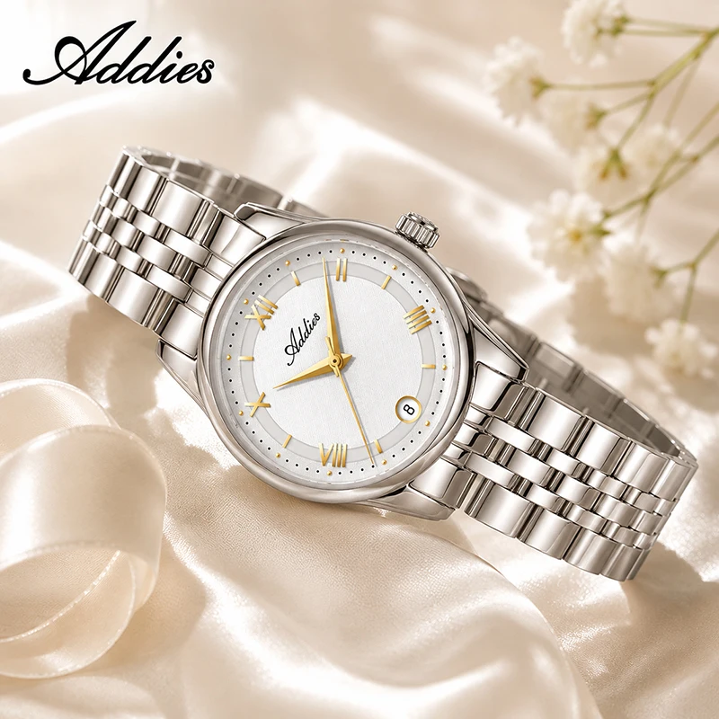 

ADDIES Sapphire Glass Woman's Watch New Luxury GM12 Stainless Steel 5Bar Waterproof Sport Business Ladies Quartz Wristwatch Gift