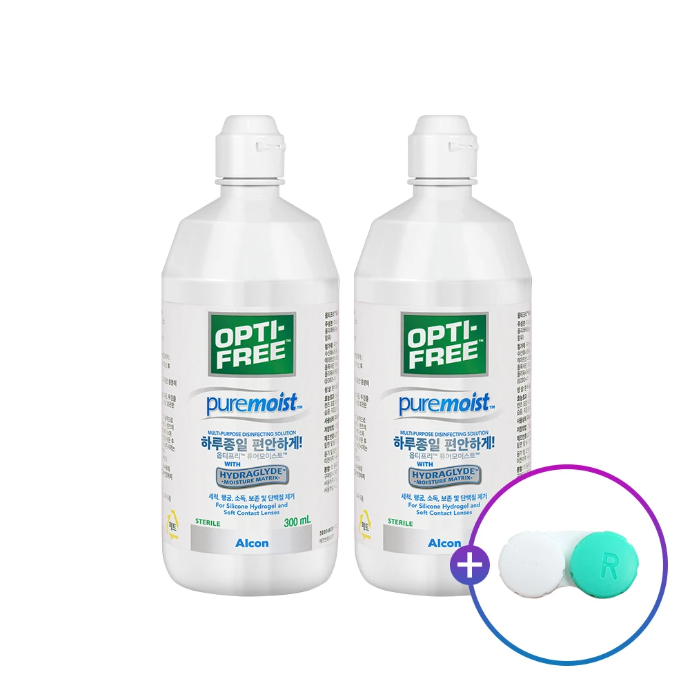 Optifree lens cleaning liquid pure moist 300ml x 2 pieces _ lens case