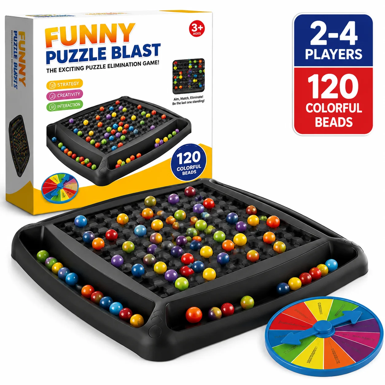Rainbow Ball Elimination Game 2-4 Players Puzzle Blast Bead Matching Board Game Logical Thinking Toy for Kids