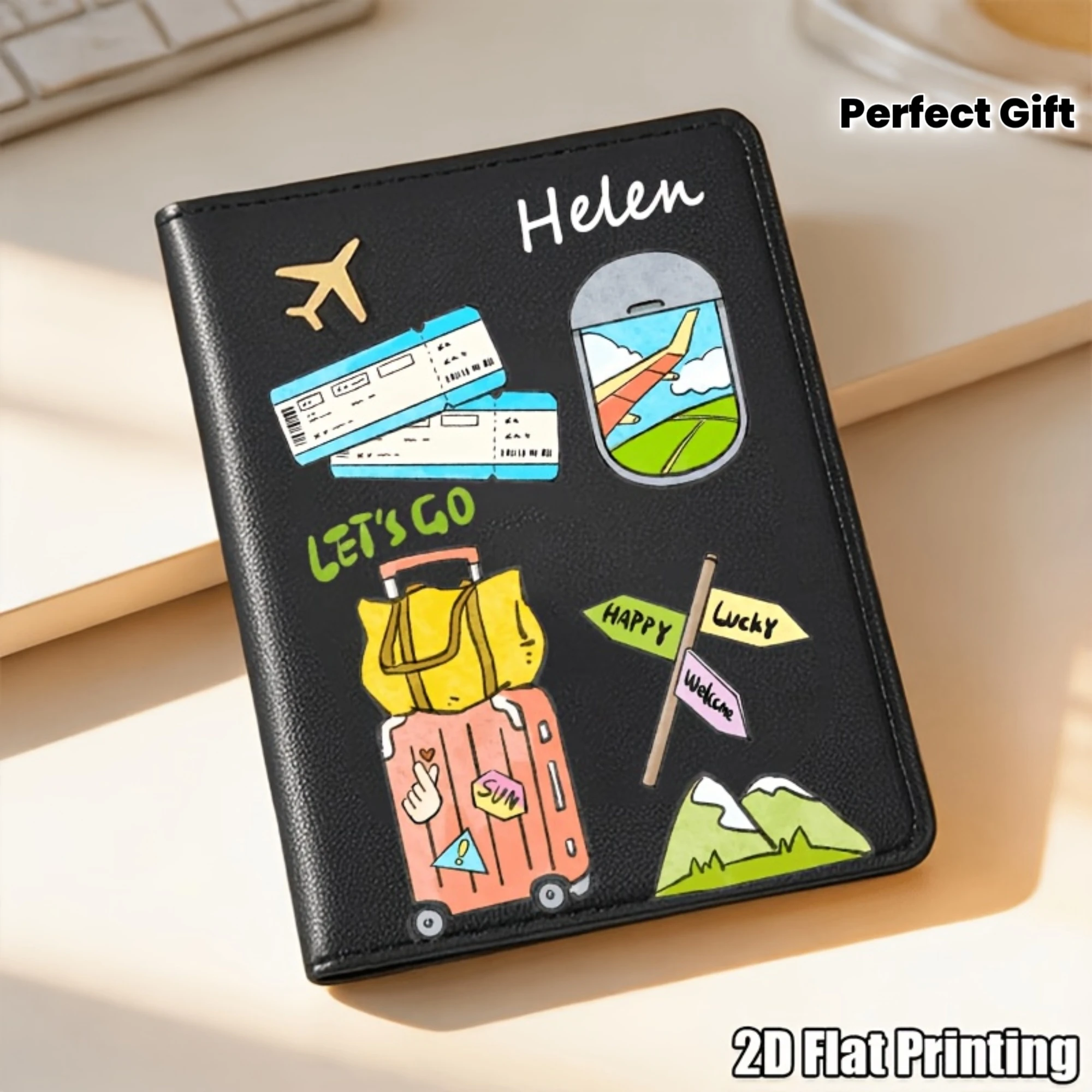 Personalized Passport Holder,Custom Name & Text, PU Leather,Portable Travel Gear,Nice Custom Gift For Trips,Birthdays & Weddings