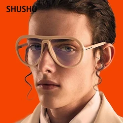 B181 Vintage Oversized Pilot Sunglasses Luxury Brand Ladies Men Fashion Toad Glasses Trendy Beige Glasses Frame 2023 New