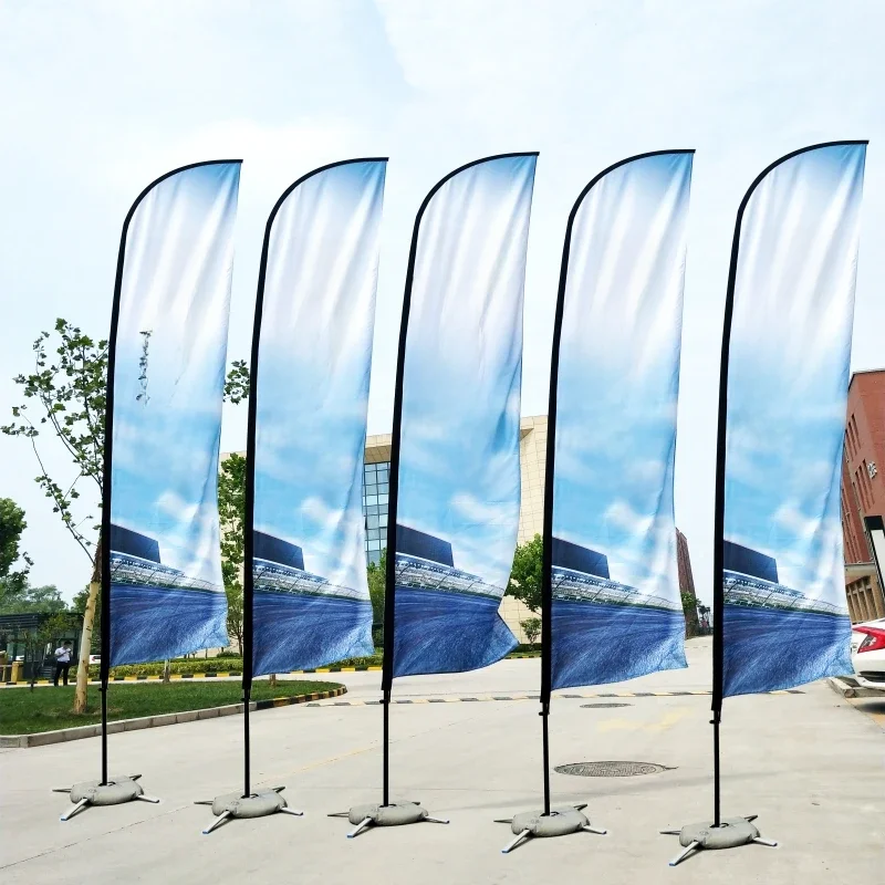 funtalk Drapeau et mât de plage en plumes avec Base croisée, bannière d'impression graphique personnalisée, Promotion publicitaire, décoration de célébration 3