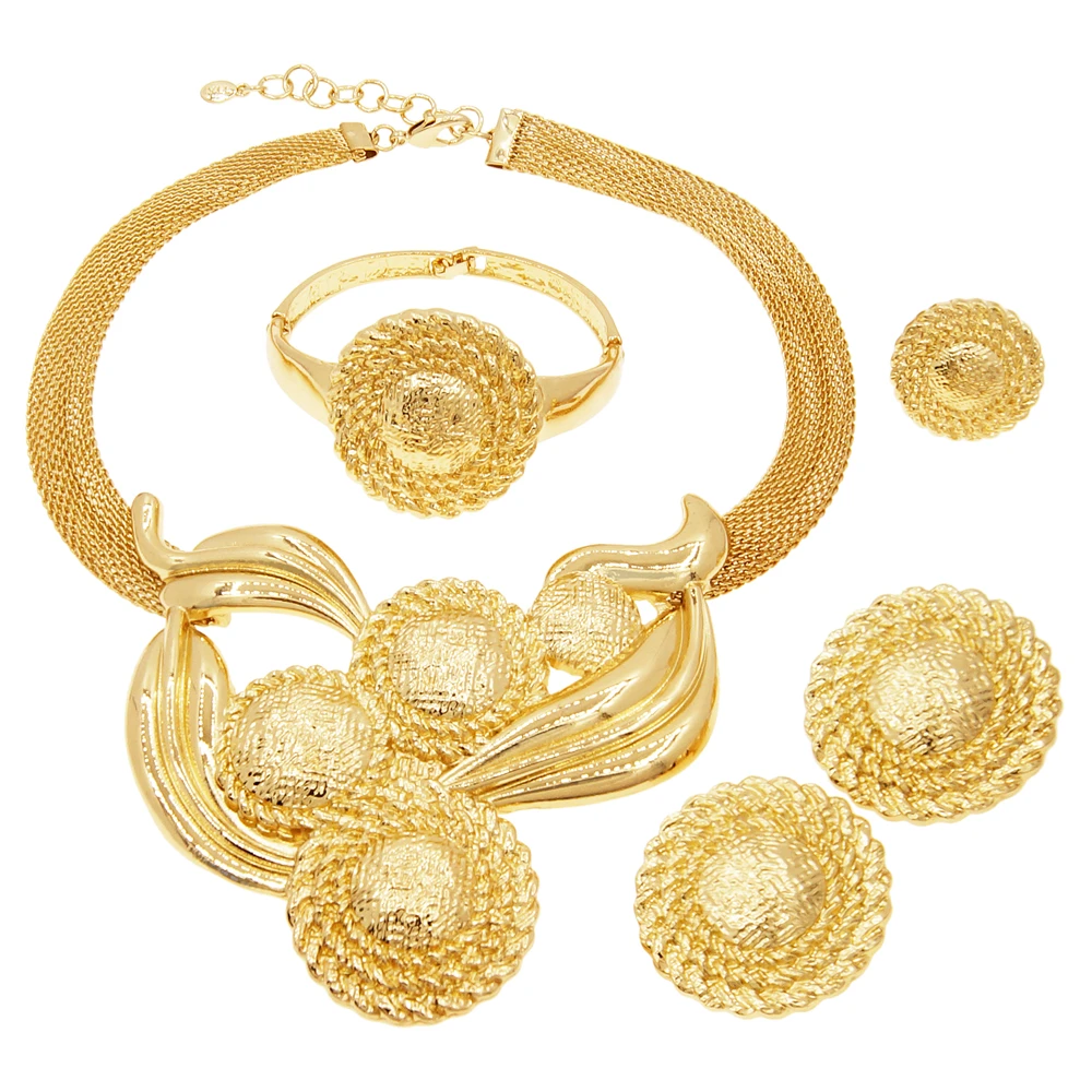 Jewelry Sets For Women Italian Style Sunflower Flower Shape Pendant Fashion Bracelet Earrings Items To Nigeria