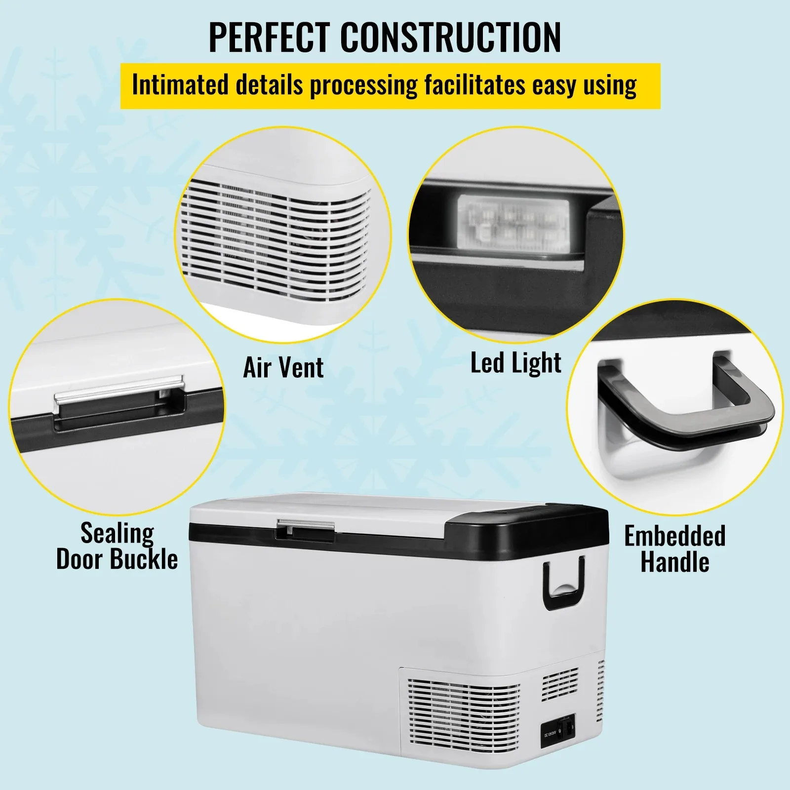 VEVOR 25L Car Refrigerator Mini Fridge Freezer Portable Compressor Cooler 12/24V DC 110-240V Ice Box for Driving Camping Picnic