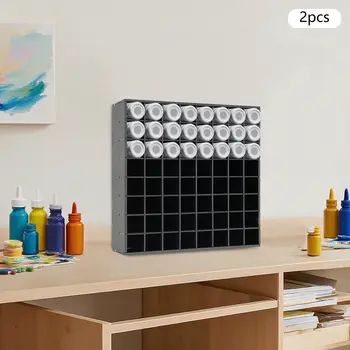 件裝黑色顏料瓶收納架,壁掛式顏料架,附 64 個隔間,適用於工作室、畫廊、車庫等場所。 8 最佳銷售 油漆架 - №6