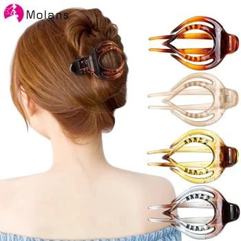 Molans 투명 단색 머리핀, 덕빌 헤어 클로, 여성용 헤어 클립 바레트, 포니테일 홀더, 헤어 액세서리